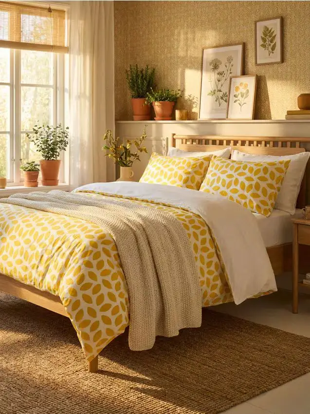 Completo di biancheria da letto con motivo geometrico - giallo