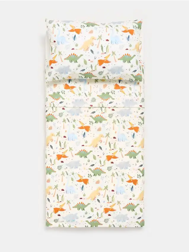 Completo di biancheria da letto in cotone con motivo dinosauri - multicolor