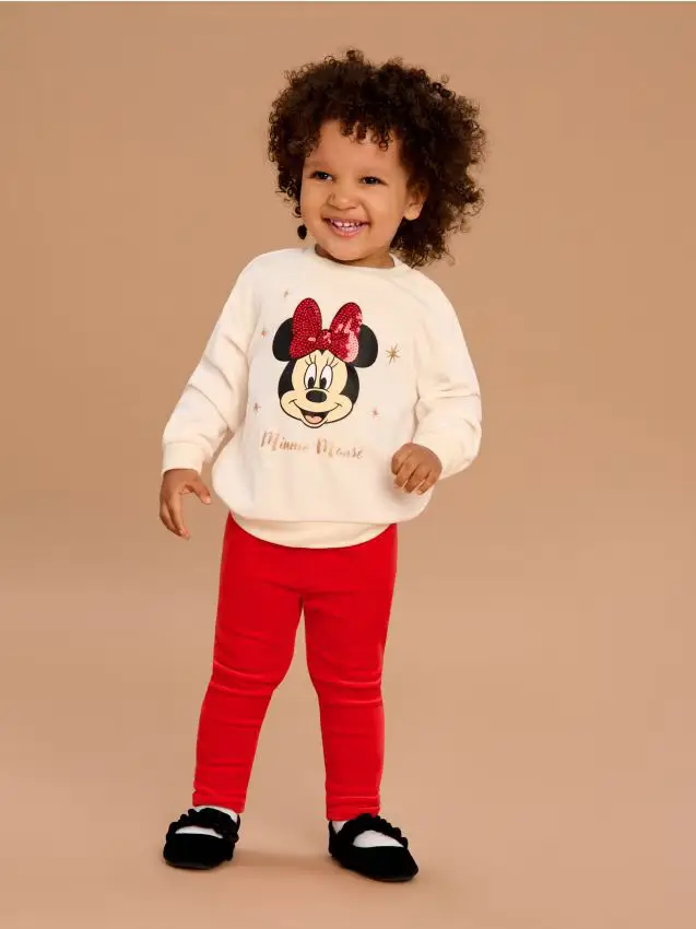Completo felpa e pantaloni Minnie Mouse - panna