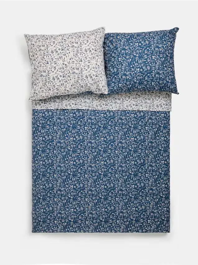 Completo lenzuola double-face con motivo decorativo - indaco