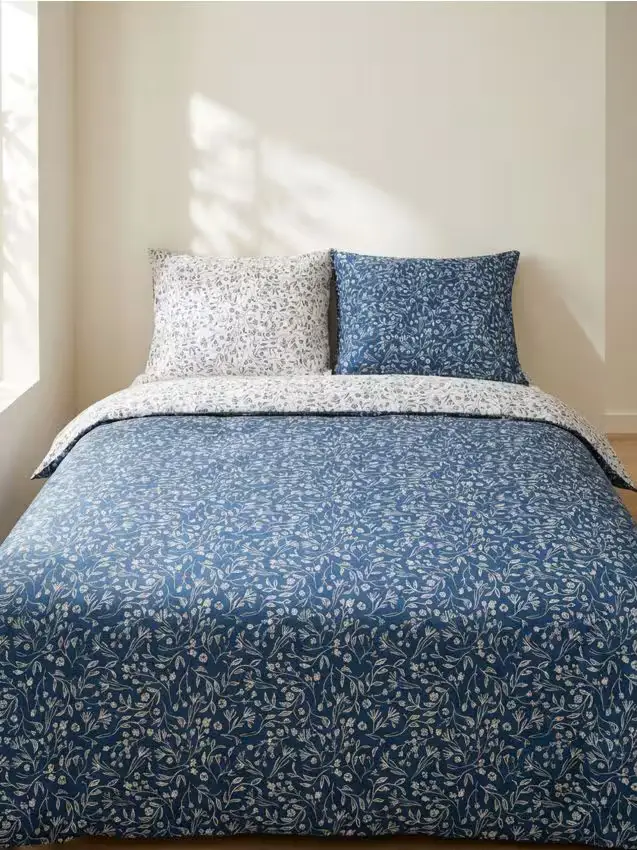 Completo lenzuola double-face con motivo decorativo - indaco