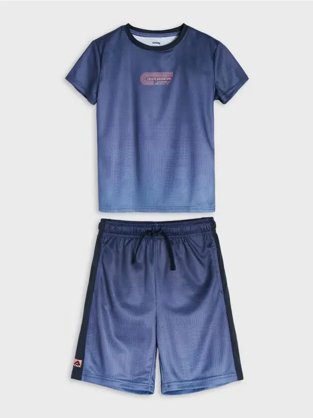 Completo sportivo in tessuto ad asciugatura rapida Active - blu scuro