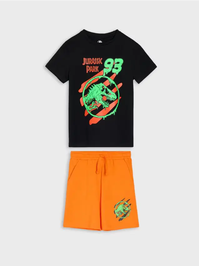 Completo t-shirt e pantaloncini Jurassic Park - nero