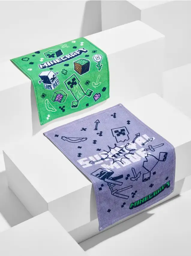 Confezione da 2 asciugamani in cotone Minecraft - multicolor