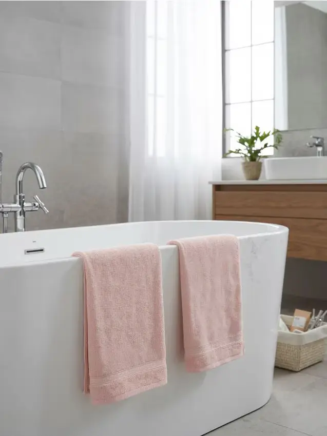 Confezione da 2 asciugamani in cotone - rosa pastello