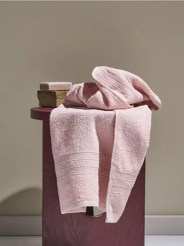 Confezione da 2 asciugamani in cotone - rosa pastello