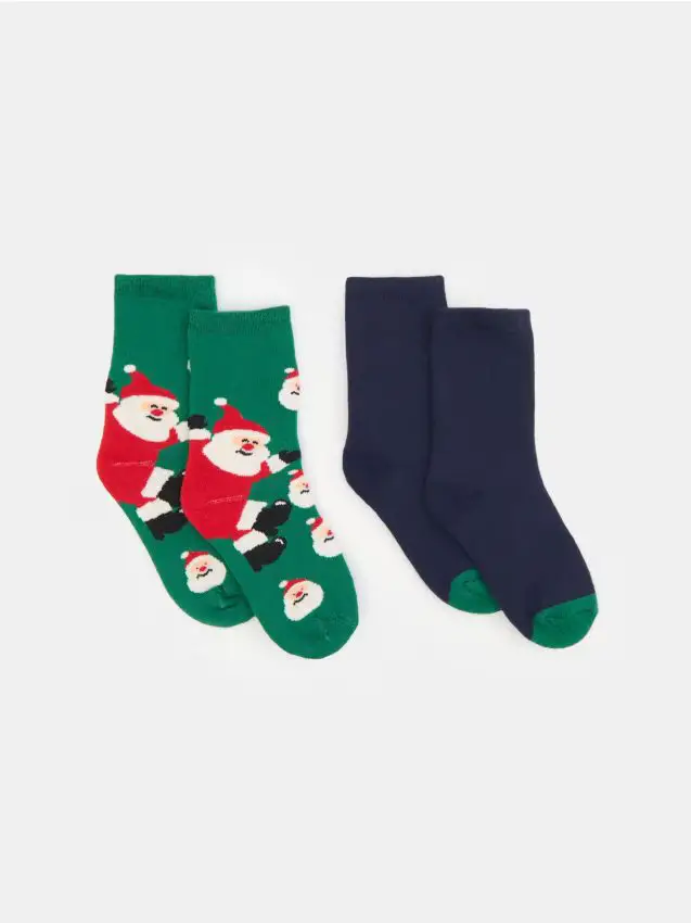 Confezione da 2 calzini con motivo natalizio - multicolor