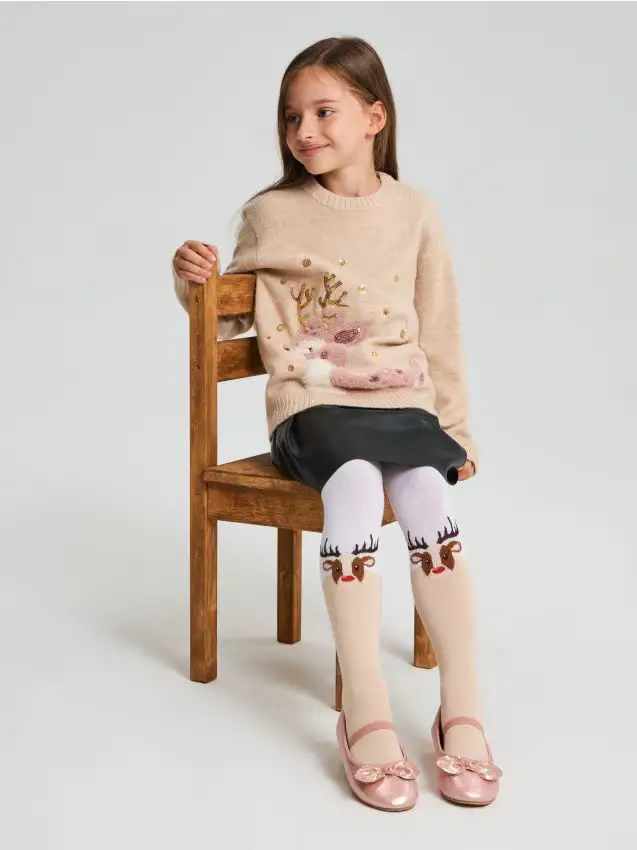 Confezione da 2 collant con motivo natalizio - multicolor