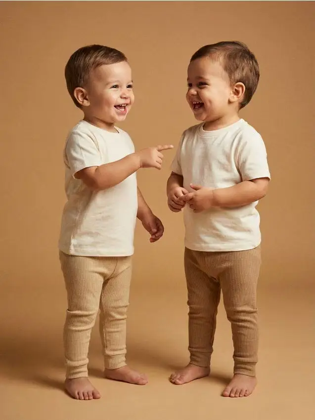 Confezione da 2 leggings in cotone - beige