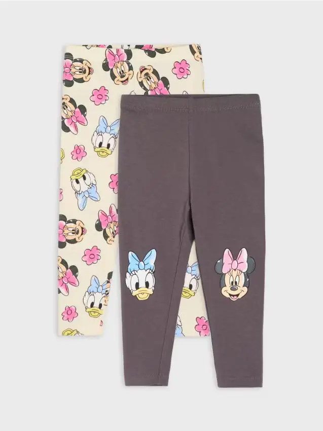 Confezione da 2 leggings in cotone Daisy and Minnie - grigio scuro