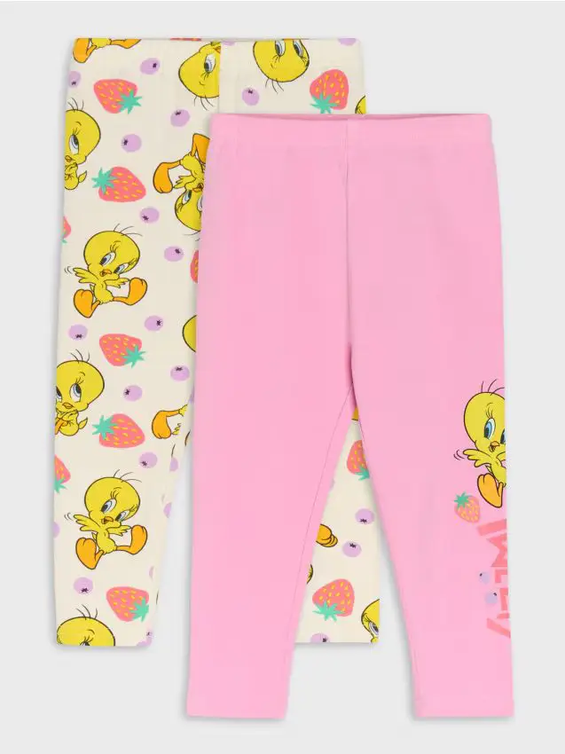 Confezione da 2 leggings in cotone Looney Tunes - panna