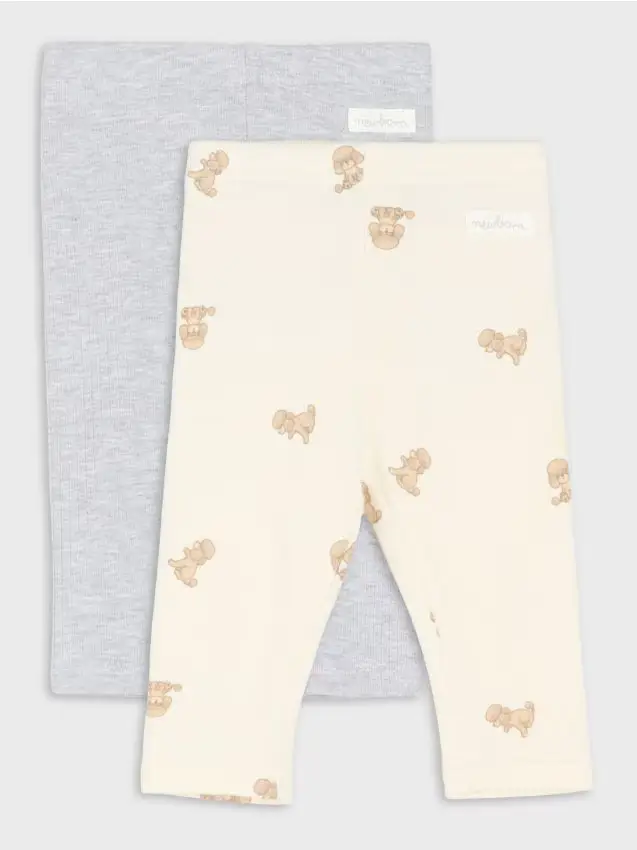 Confezione da 2 leggings in cotone - panna