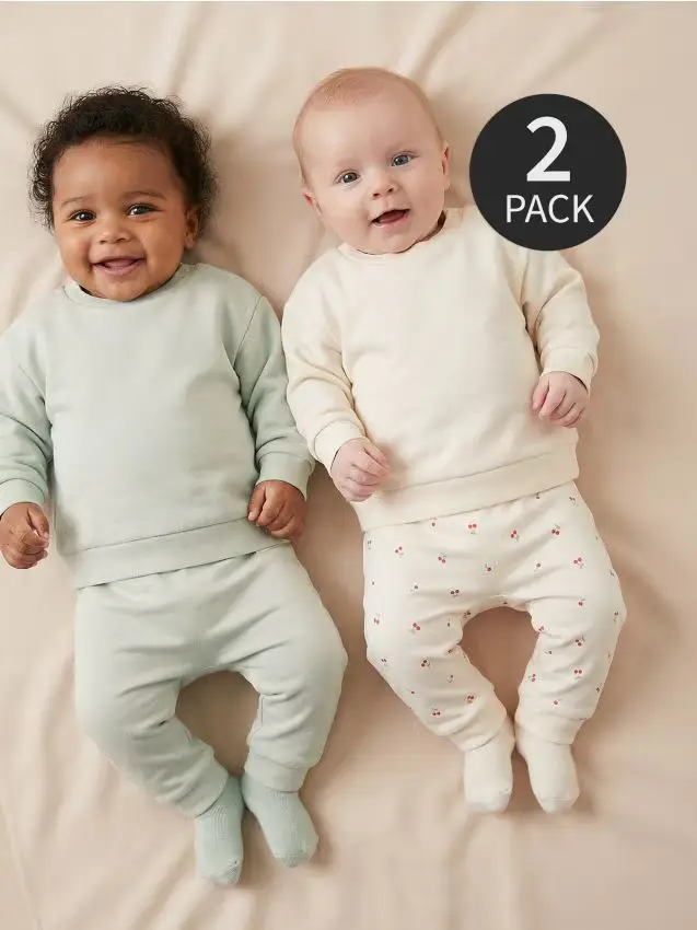 Confezione da 2 paia di pantaloni da tuta jogger - panna