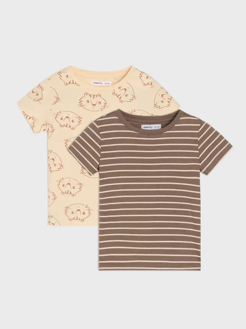 Confezione da 2 t-shirt - beige miniatura 2