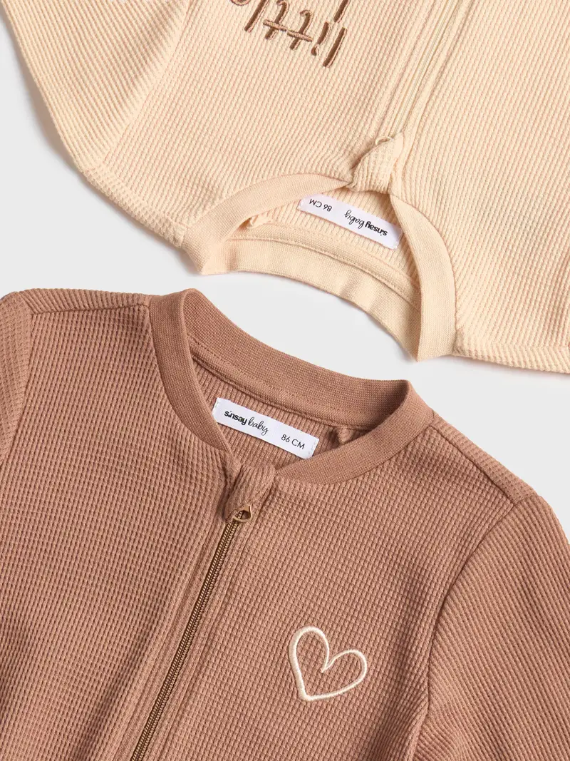 Confezione da 2 tute in cotone - beige miniatura 3