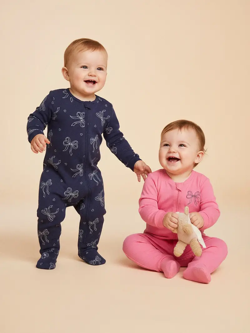 Confezione da 2 tute in cotone - blu scuro miniatura 2