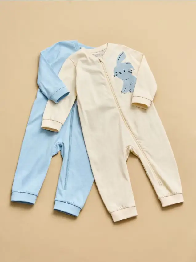 Confezione da 2 tute in cotone - panna