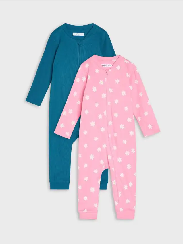 Confezione da 2 tute in cotone - rosa