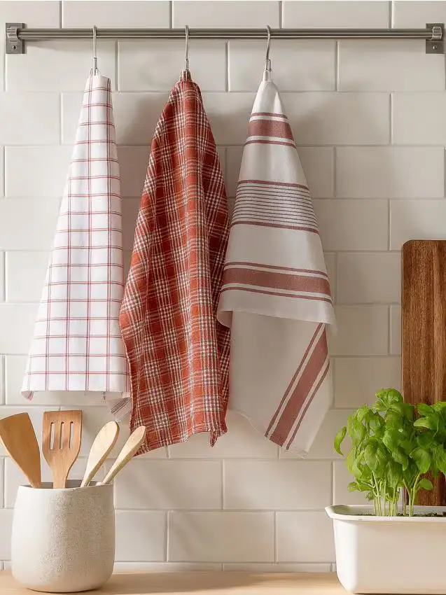 Confezione da 3 canovacci da cucina - rosso piccante