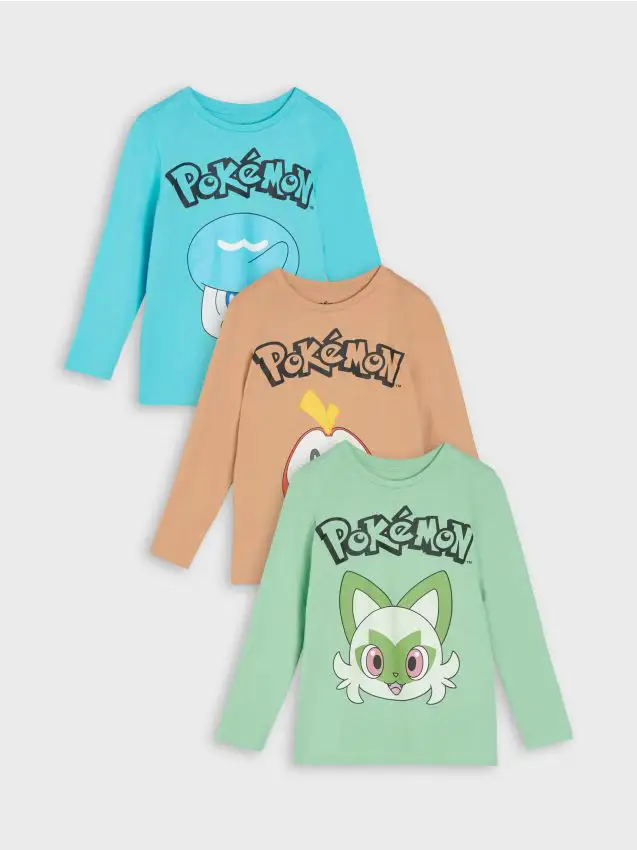 Confezione da 3 magliette a maniche lunghe Pokémon - multicolor