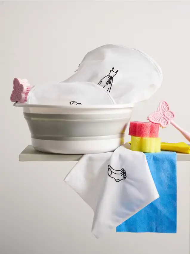 Confezione da 3 sacchetti per biancheria in rete - bianco