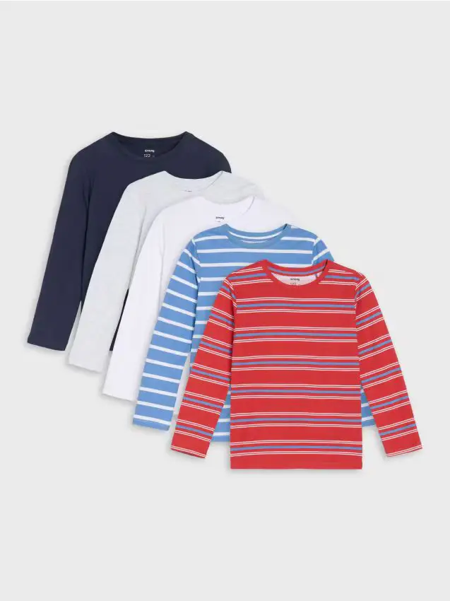 Confezione da 5 magliette a maniche lunghe - grigio chiaro