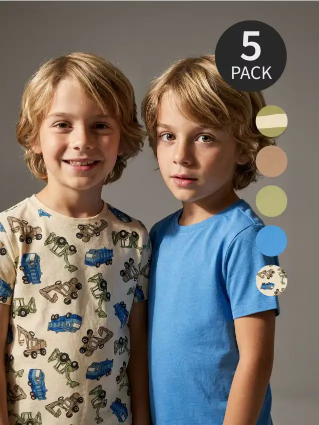 Confezione da 5 t-shirt - verde oliva chiaro