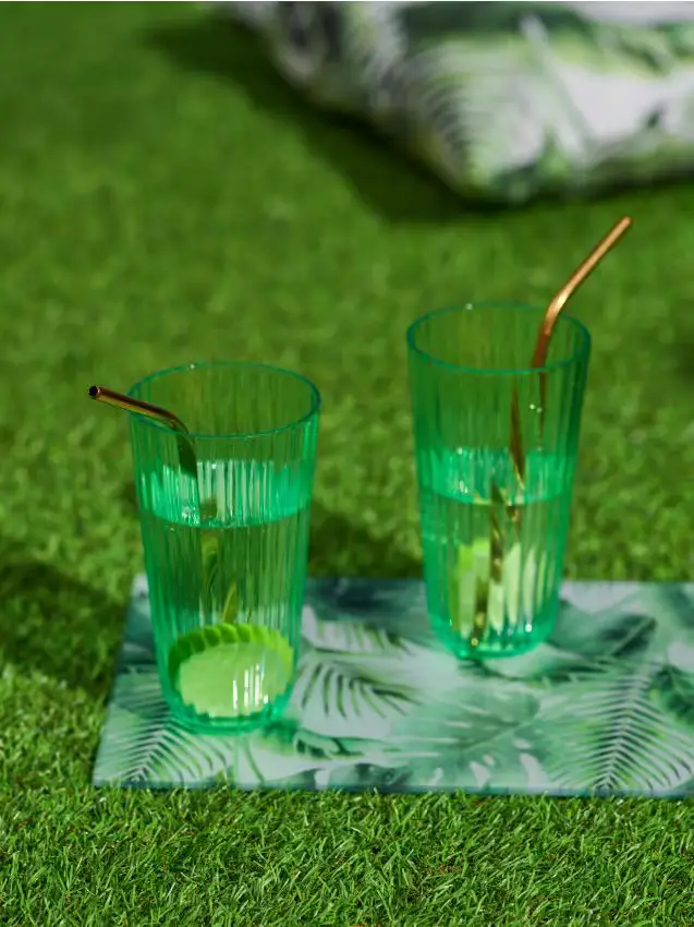 Confezione da 6 cannucce in metallo con spazzolino per pulizia - oro