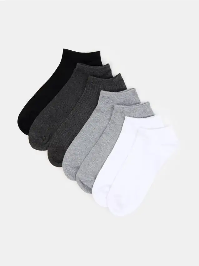 Confezione da 7 paia di calzini in cotone - grigio chiaro