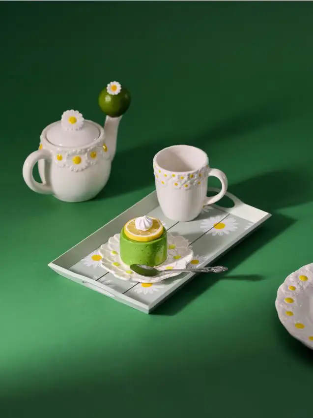 Contenitore con motivo floreale - verde chiaro