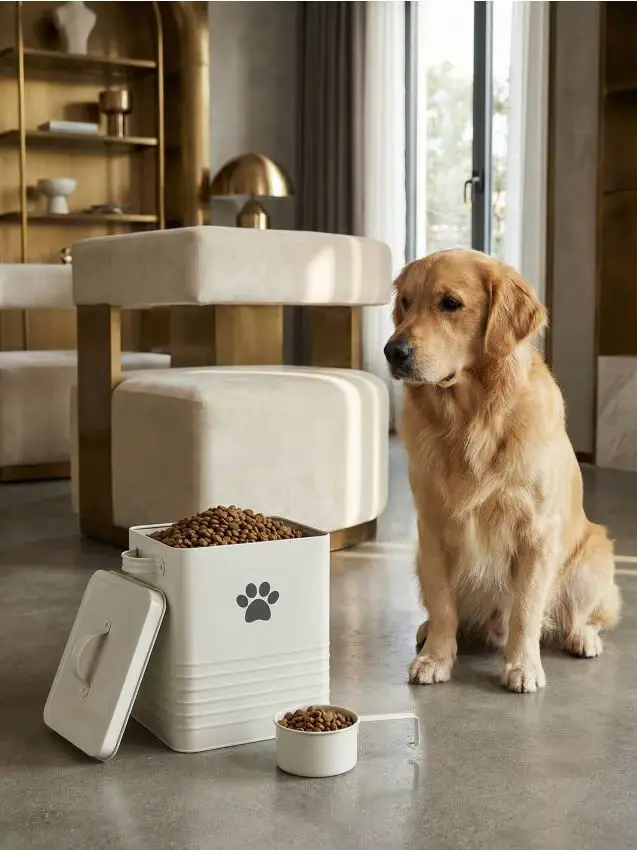 Contenitore in metallo per cibo per animali - bianco