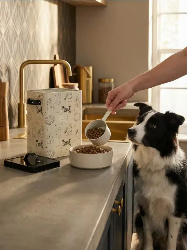 Contenitore in metallo per cibo per animali - nero