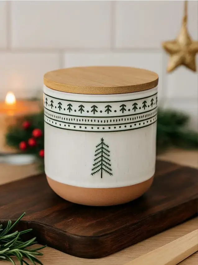 Contenitore natalizio per alimenti con coperchio - panna