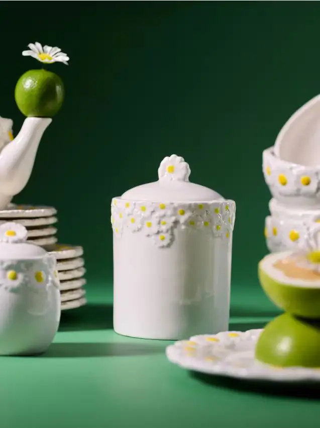 Contenitore per alimenti con motivo di margherite - bianco