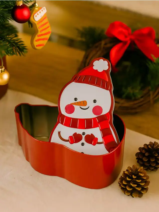 Contenitore per alimenti con motivo pupazzo di neve - rosso
