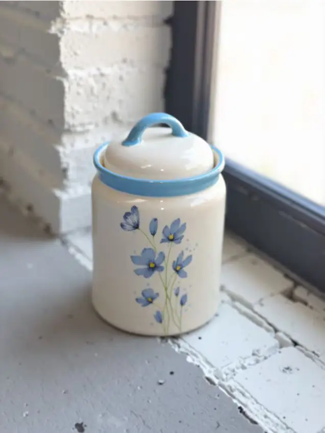 Contenitore per alimenti in ceramica - blu pallido