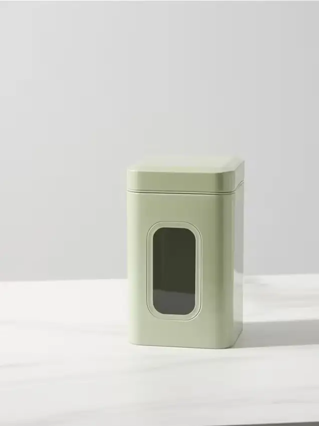 Contenitore per alimenti in metallo con coperchio - verde pallido