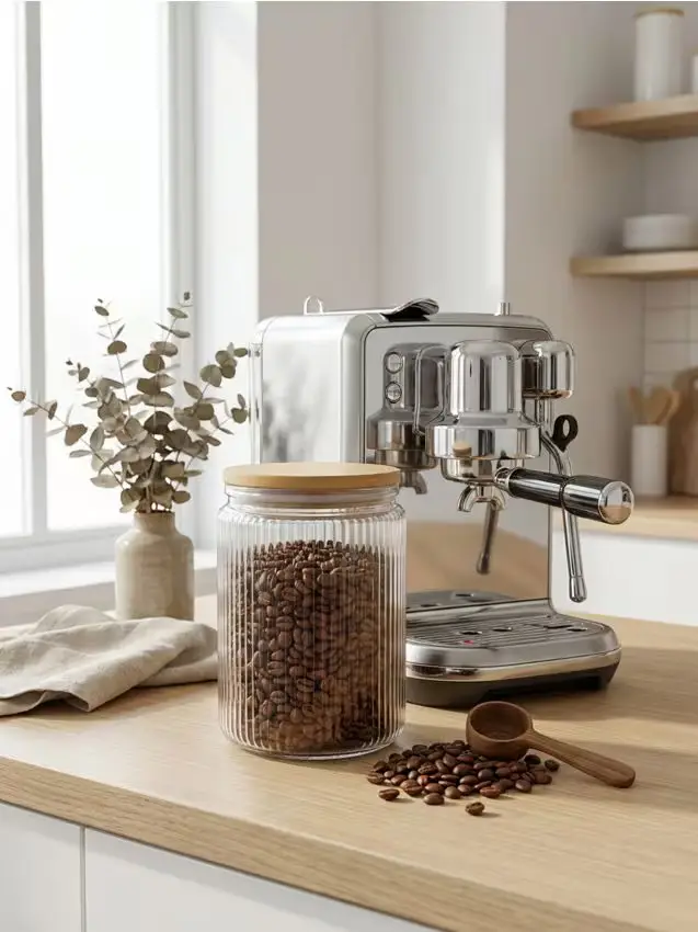 Contenitore per alimenti in vetro con coperchio in bambù - clear