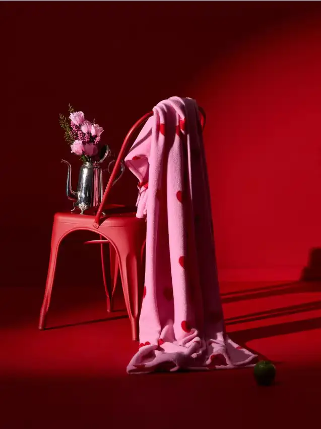 Coperta con cuori - rosa