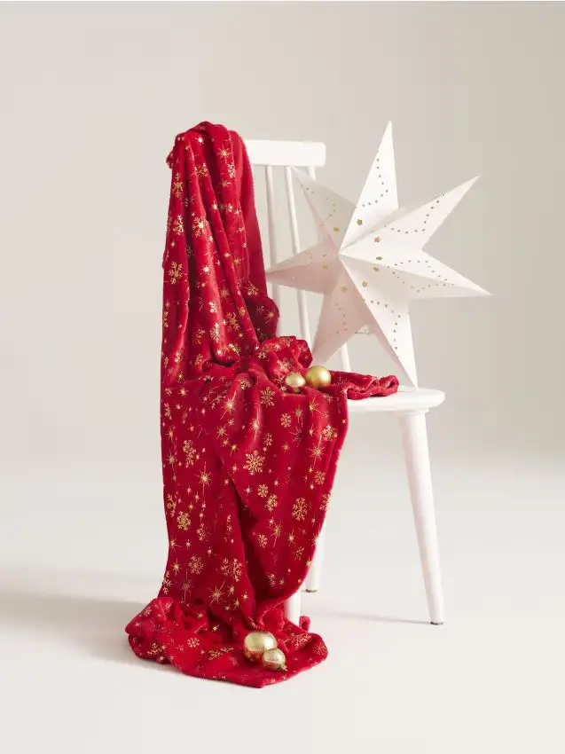 Coperta con stampa natalizia - rosso