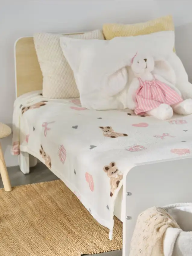 Coperta con stampa - panna