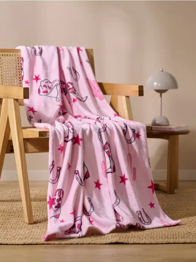Coperta per bambini con motivo western - rosa pastello