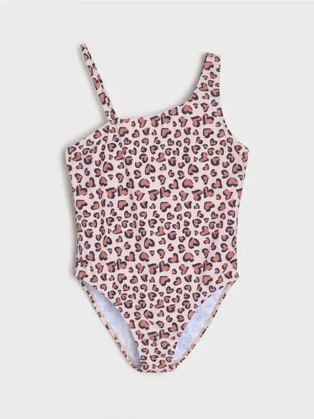 Costume da bagno asimmetrico con stampa leopardata - multicolor