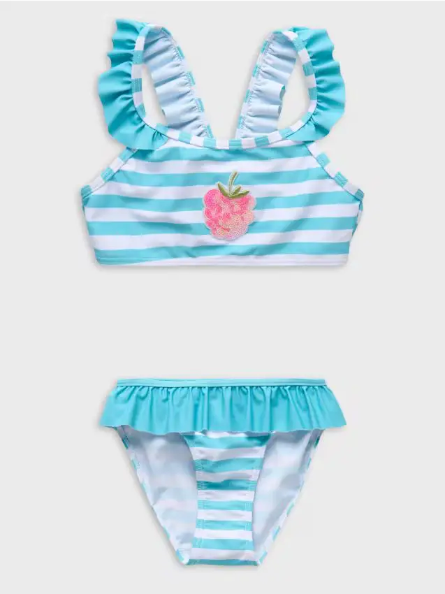 Costume da bagno due pezzi con volant - multicolor