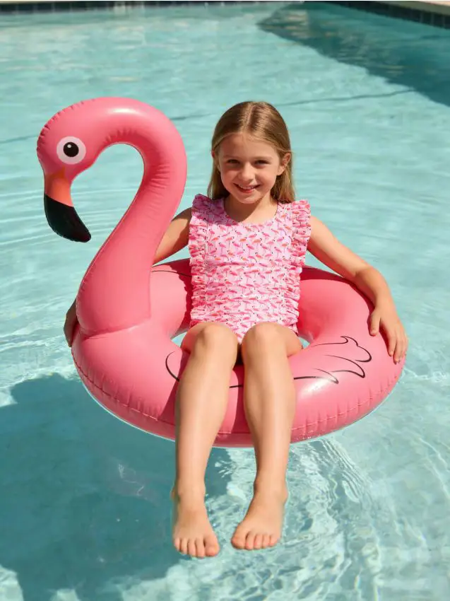 Costume da bagno intero con motivo flamingo - rosa pastello
