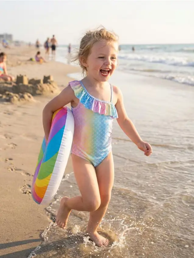 Costume da bagno intero con motivo sirena - multicolor