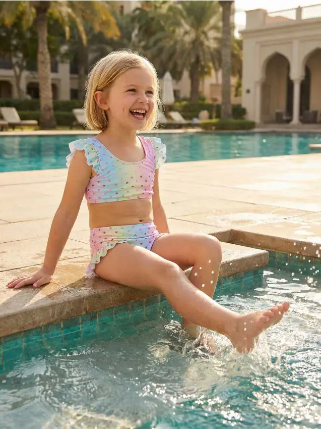 Costume da bagno ombre con stampa olografica a cuori - multicolor