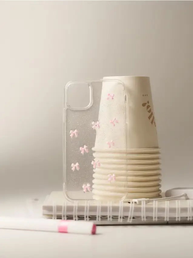 Cover per iPhone 11/XR con motivo a fiocco - rosa