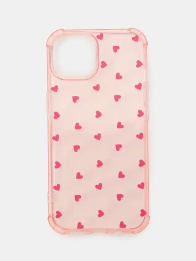Cover per iPhone 15 con cuori - fucsia