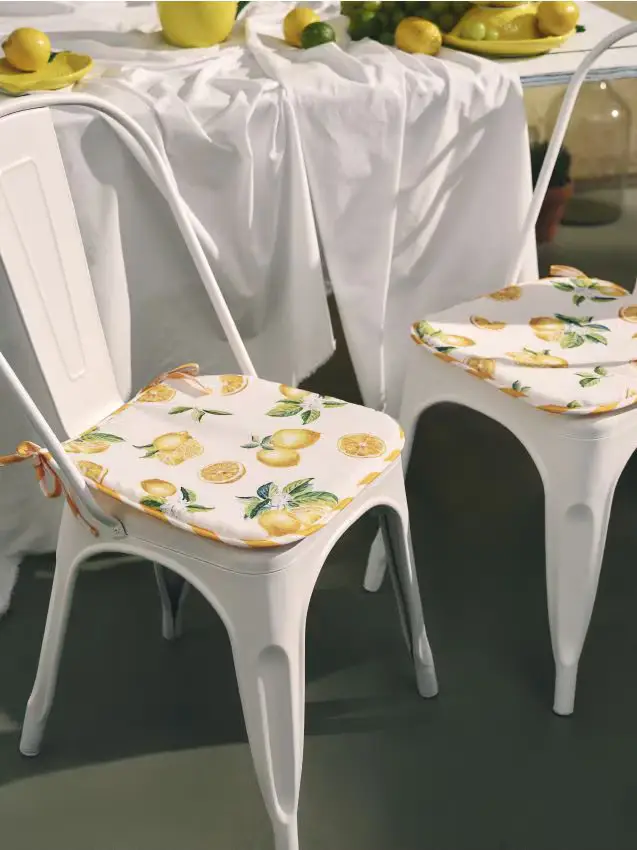 Cuscini per sedia con motivo di limoni, set da 2 - giallo